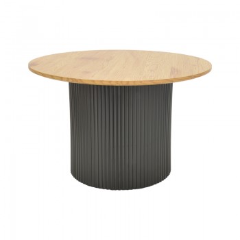 Τραπέζι σαλονιού Dovel pakoworld mdf σε sonoma-μαύρο μέταλλο Φ70x45εκ