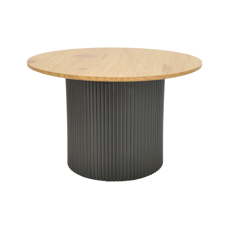 Τραπέζι σαλονιού Dovel pakoworld mdf σε sonoma-μαύρο μέταλλο Φ70x45εκ