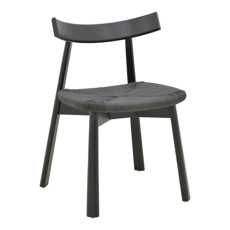 Καρέκλα Clareta pakoworld rubberwood-σχοινί σε μαύρη απόχρωση 53x55x79εκ
