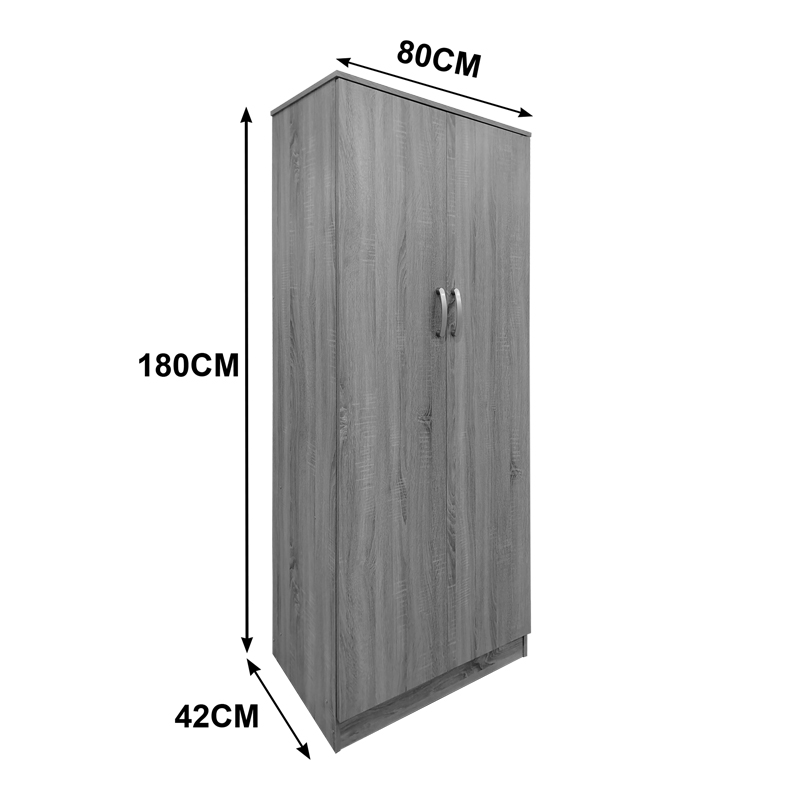 Ντουλάπα εξάφυλλη Athos I pakoworld sonoma-ανθρακί 240x42x180εκ