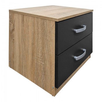 Κομοδίνο Athos pakoworld σε sonoma-ανθρακί απόχρωση 48x40x41.5εκ