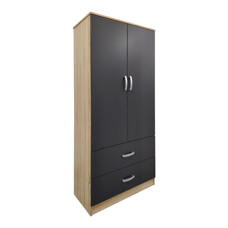 Ντουλάπα εξάφυλλη με πατάρι Athos pakoworld sonoma-ανθρακί 240x42x240εκ