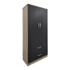 Ντουλάπα εξάφυλλη με πατάρι Athos I pakoworld sonoma-ανθρακί 240x42x240εκ
