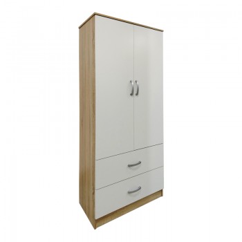 Ντουλάπα εξάφυλλη με πατάρι Athos I pakoworld sonoma-λευκή 240x42x240εκ
