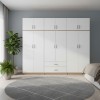 Ντουλάπα εξάφυλλη με πατάρι Athos I pakoworld sonoma-λευκή 240x42x240εκ