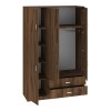 Ντουλάπα τρίφυλλη με συρτάρια Royal pakoworld καρυδι-oak 150x58x230εκ