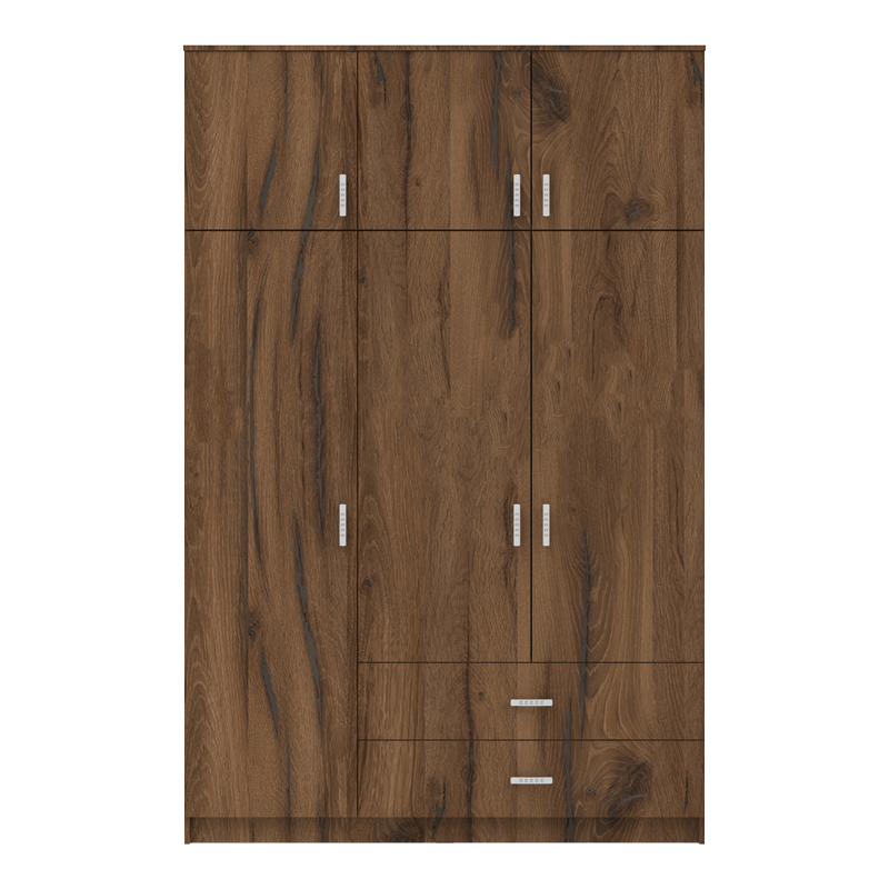 Ντουλάπα τρίφυλλη με συρτάρια Royal pakoworld καρυδι-oak 150x58x230εκ