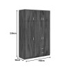 Ντουλάπα τρίφυλλη με συρτάρια Royal pakoworld καρυδι-oak 150x58x230εκ
