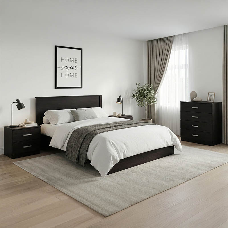 Σετ Κρεβατοκάμαρας Athos Wenge με Κρεβάτι 140x200εκ Σετ 4τεμ