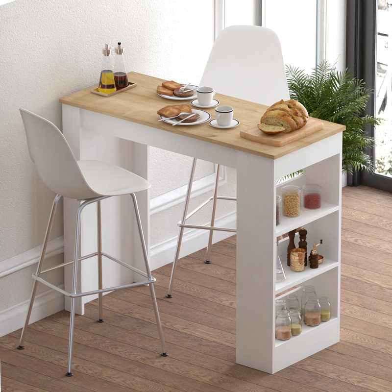 Τραπέζι μπαρ Riff pakoworld λευκό-sonoma 120x50x100εκ