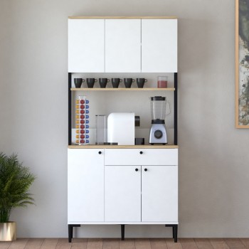 Ντουλάπια κουζίνας Lenner pakoworld λευκό-sonoma 90x45x184εκ