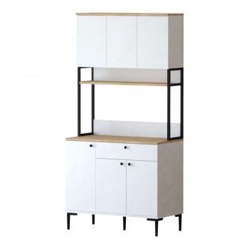 Ντουλάπια κουζίνας Lenner pakoworld λευκό-sonoma 90x45x184εκ