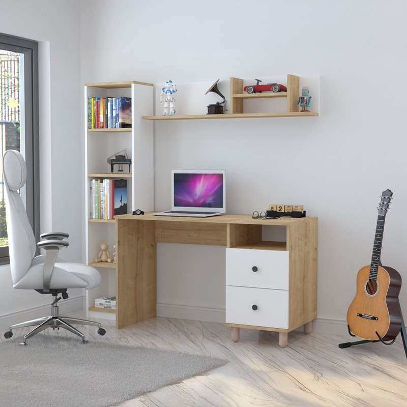 Σύνθεση γραφείου Kontor pakoworld sonoma-λευκό 160x50x162εκ