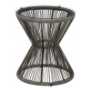 Τραπέζι Mabil pakoworld γυαλί - pe rattan σε γκρι απόχρωση Φ50x55εκ