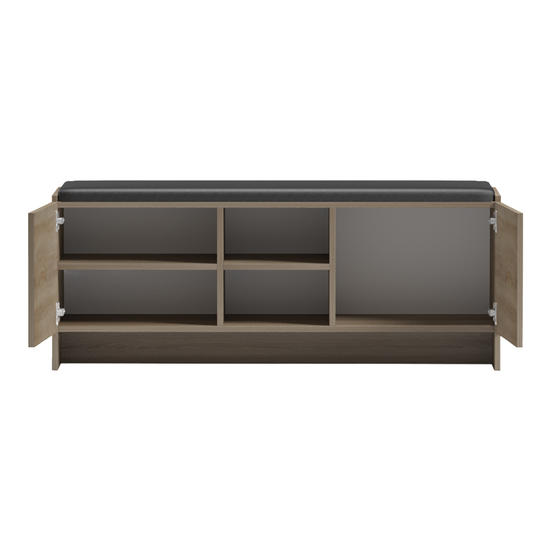Παπουτσοθήκη-σκαμπό Zulla pakoworld sonoma-μαύρο 110x37x43εκ