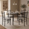 Τραπεζαρία Roza pakoworld σετ 5τμχ mdf sonoma με μεταλλικό μαύρο πόδι 120x65x75εκ