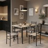 Τραπεζαρία Roza pakoworld σετ 5τμχ mdf sonoma με μεταλλικό μαύρο πόδι 110x60x75εκ