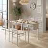 Τραπεζαρία Roza pakoworld σετ 5τμχ mdf sonoma με μεταλλικό λευκό πόδι 110x60x75εκ