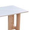 Τραπέζι Benqui pakoworld sintered stone-mdf σε λευκό μαρμάρου με βάση σε φυσική απόχρωση 160x90x75εκ