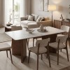 Τραπέζι Versy pakoworld sintered stone-mdf σε λευκό μαρμάρου με καρυδί βάση 160x90x75εκ