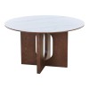 Τραπέζι Merge pakoworld sintered stone-mdf σε λευκό μαρμάρου με καρυδί βάση Φ130x75εκ