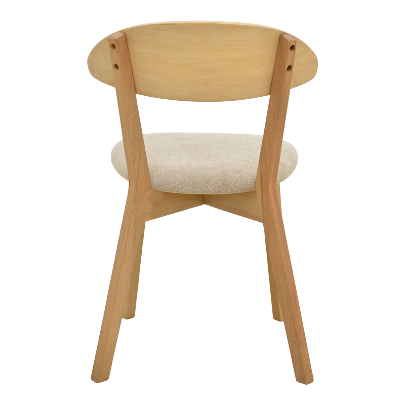 Καρέκλα Canon pakoworld rubberwood σε φυσική απόχρωση με γκρι μπεζ ύφασμα 43x52x83,5εκ