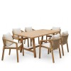 Τραπεζαρία Malibu pakoworld μασίφ ξύλο ακακίας 180x90x75εκ Σετ 7τεμ