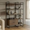 Βιβλιοθήκη Rhombo pakoworld καρυδί-μαύρο 120x35x180εκ