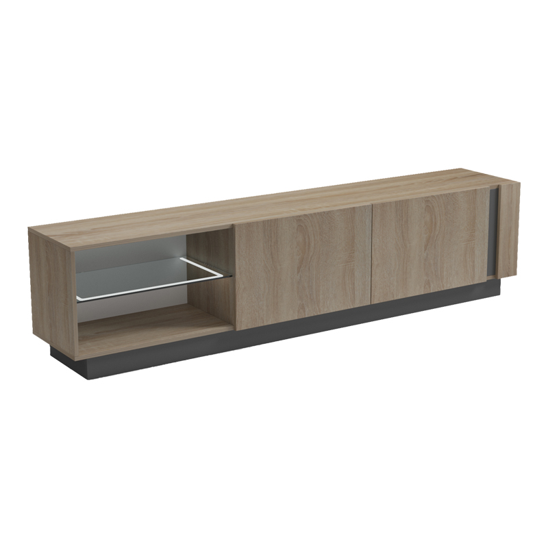Έπιπλο τηλεόρασης με Led Vario pakoworld sonoma - ανθρακί 185.6x35x45εκ