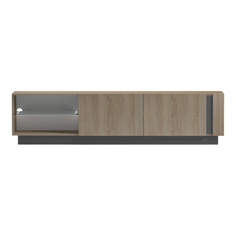 Έπιπλο τηλεόρασης με Led Vario pakoworld sonoma - ανθρακί 185.6x35x45εκ