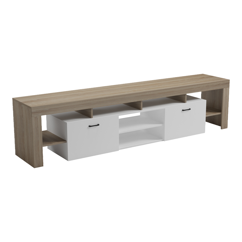 Έπιπλο τηλεόρασης Liner pakoworld sonoma-λευκό 210x40x50εκ