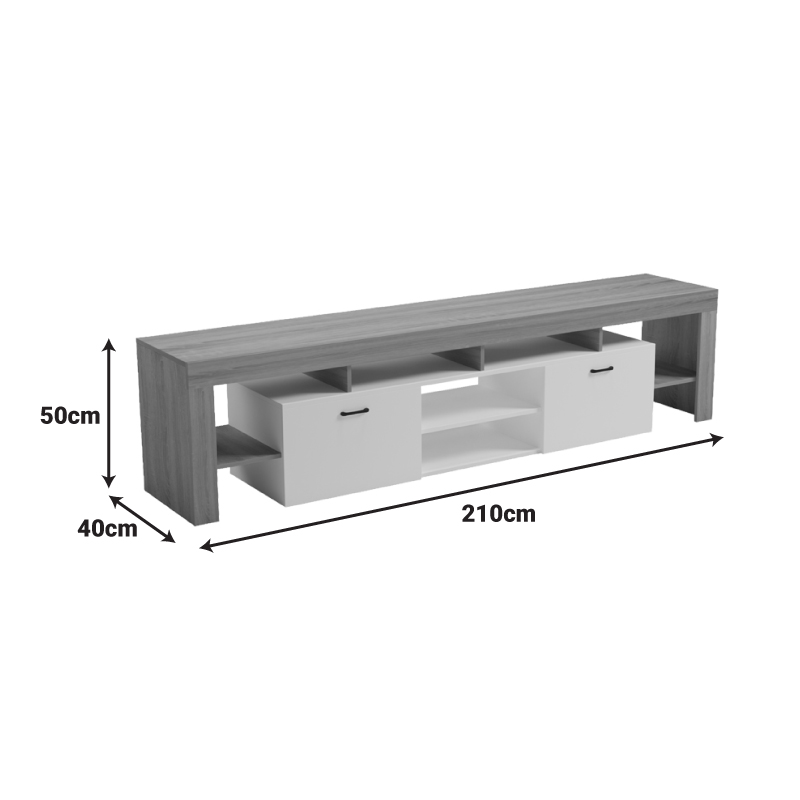 Έπιπλο τηλεόρασης Liner pakoworld sonoma-λευκό 210x40x50εκ