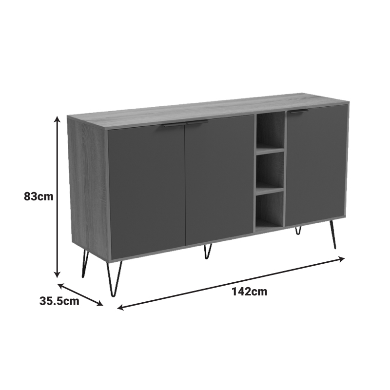 Μπουφές Balain pakoworld sonoma-γκρι μπεζ όψη μαρμάρου 142x35.5x83εκ