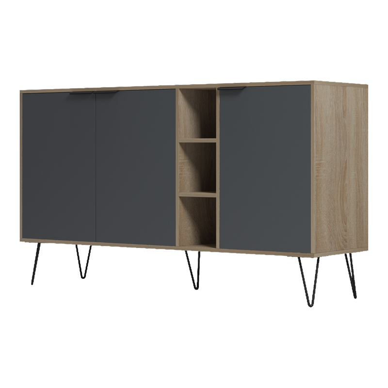 Μπουφές Balain pakoworld sonoma-ανθρακί 142x35.5x83εκ