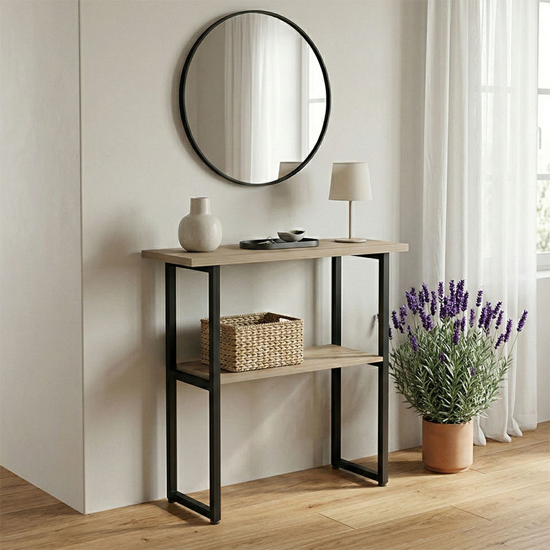 Κονσόλα Solain pakoworld sonoma-μαύρο μέταλλο 79x29x85εκ