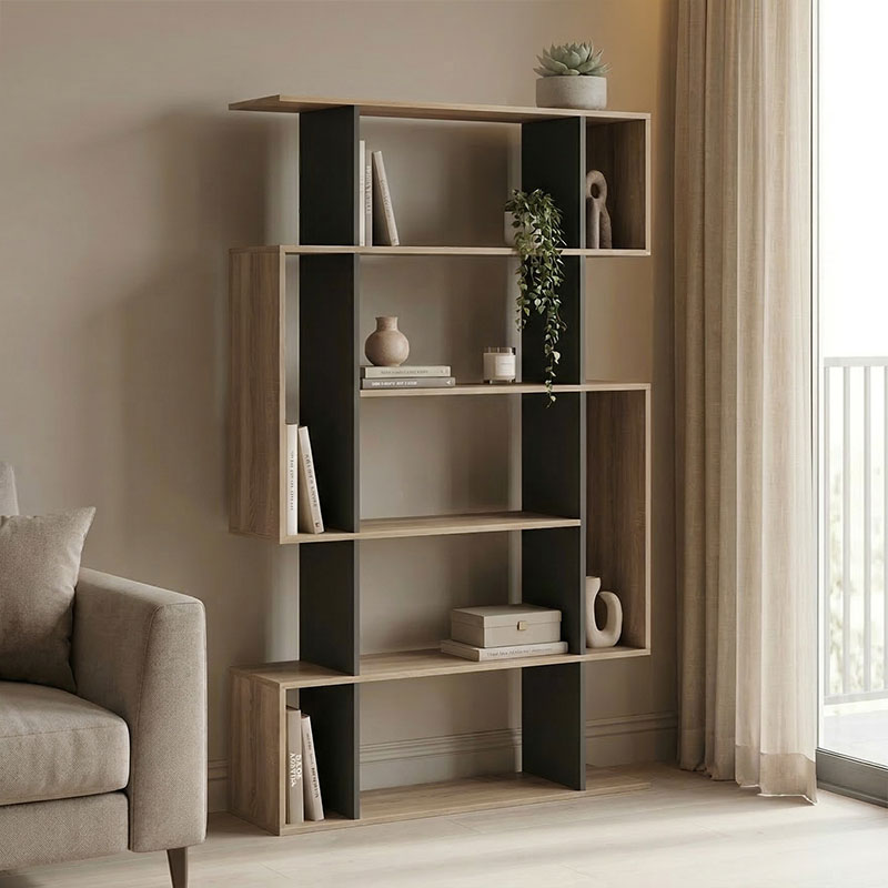 Βιβλιοθήκη Mito pakoworld sonoma-ανθρακί 108.5x25x161εκ
