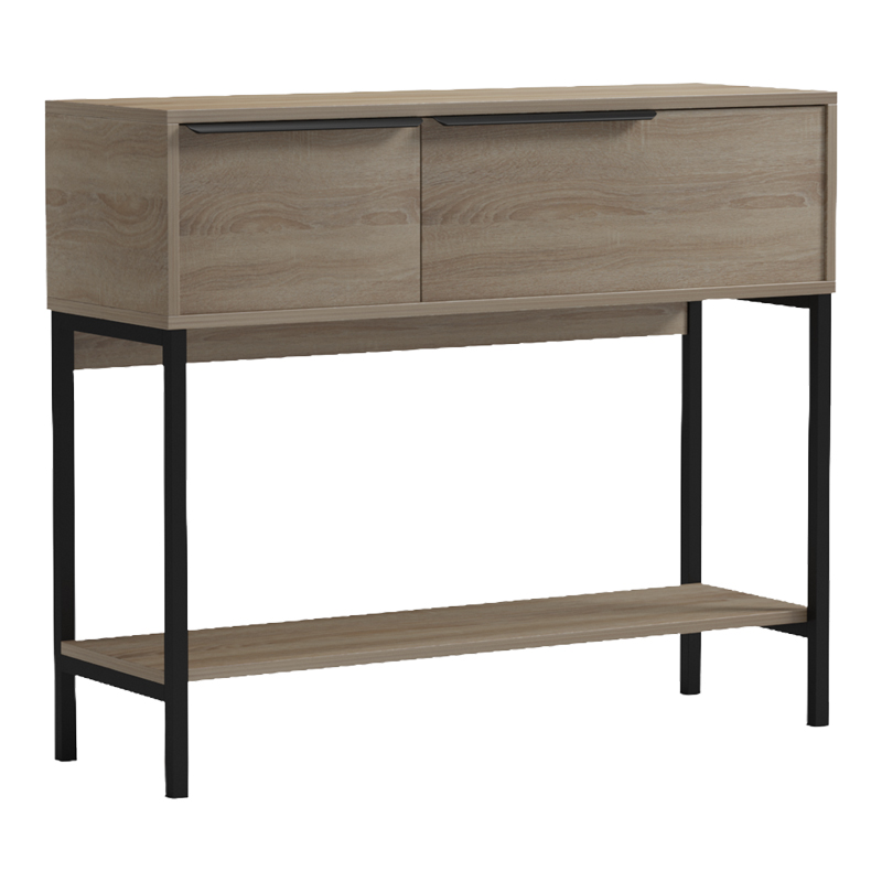 Κονσόλα Nordic pakoworld σε sonoma-μαύρη απόχρωση 90x29,5x76εκ