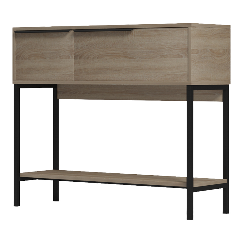 Κονσόλα Nordic pakoworld σε sonoma-μαύρη απόχρωση 90x29,5x76εκ