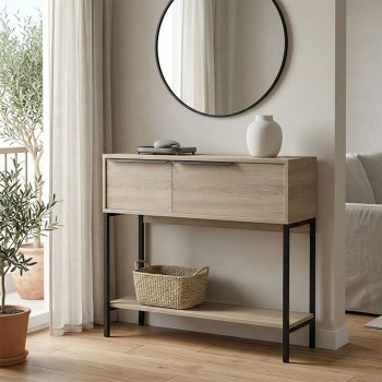 Κονσόλα Nordic pakoworld σε sonoma-μαύρη απόχρωση 90x29,5x76εκ
