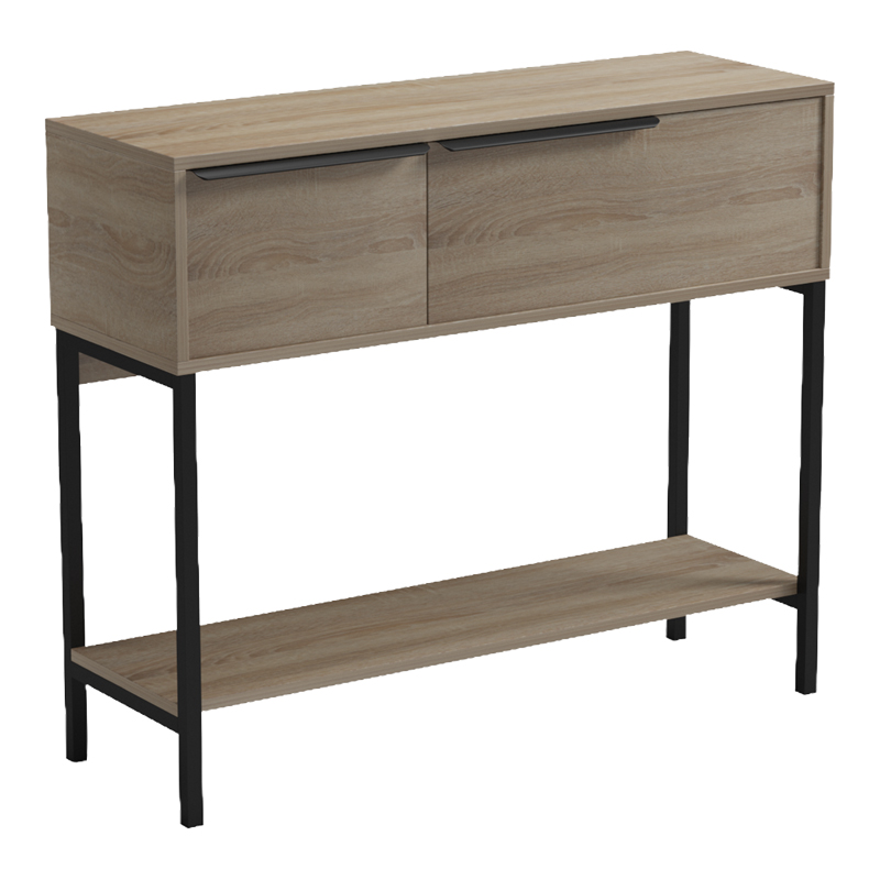 Κονσόλα Nordic pakoworld σε sonoma-μαύρη απόχρωση 90x29,5x76εκ