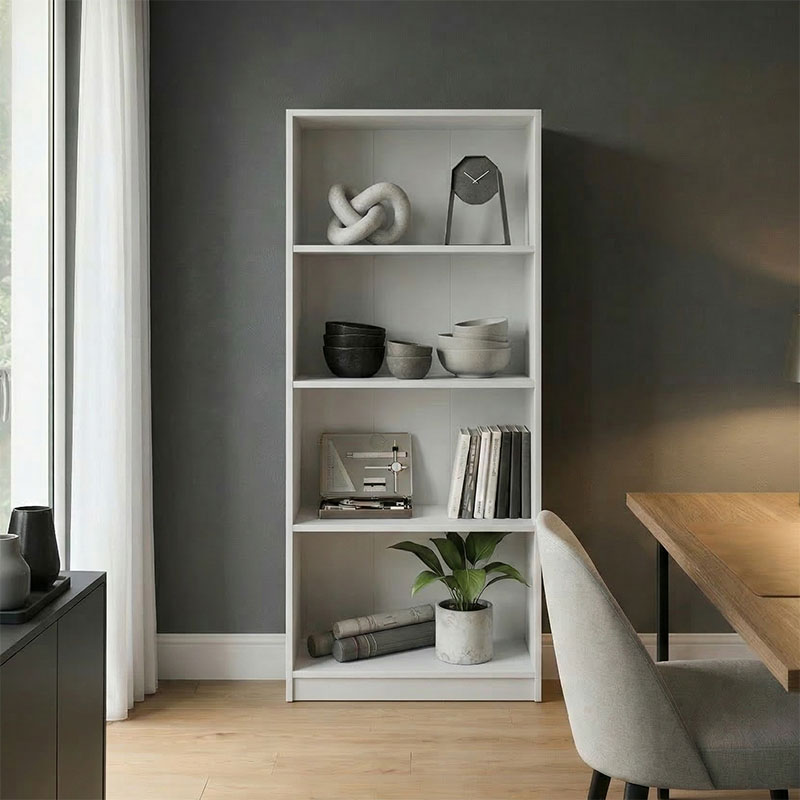 Βιβλιοθήκη Kendy pakoworld λευκό 60x30x167εκ