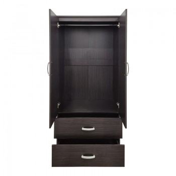 Ντουλάπα δίφυλλη με 2 συρτάρια Alvia pakoworld wenge 80x51.5x180εκ