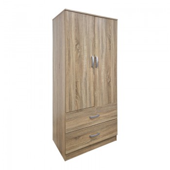 Ντουλάπα δίφυλλη με 2 συρτάρια Alvia pakoworld sonoma 80x51.5x180εκ