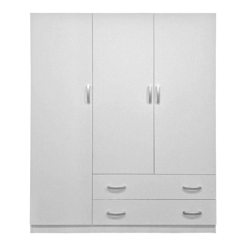 Ντουλάπα τρίφυλλη με 2 συρτάρια Alvia pakoworld λευκή 150x51x180εκ