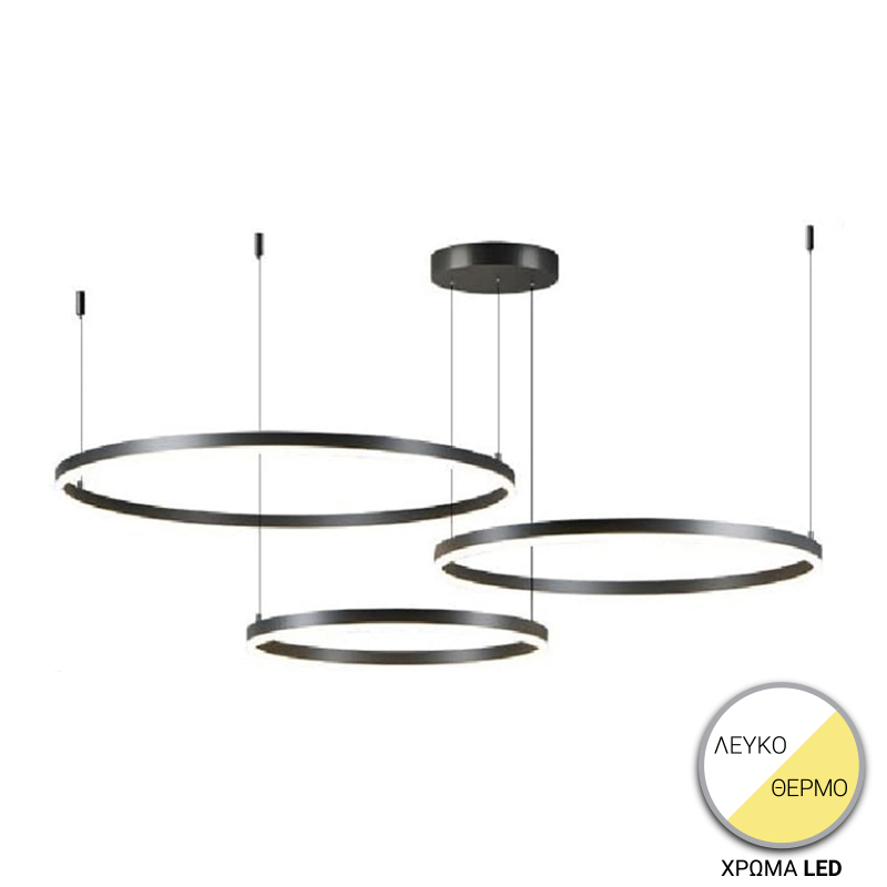 Φωτιστικό οροφής Premele pakoworld led μαύρο μέταλλο Φ120x150εκ