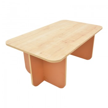Τραπέζι Bοca pakoworld σε oak-κεραμιδί απόχρωση 100x60x42εκ