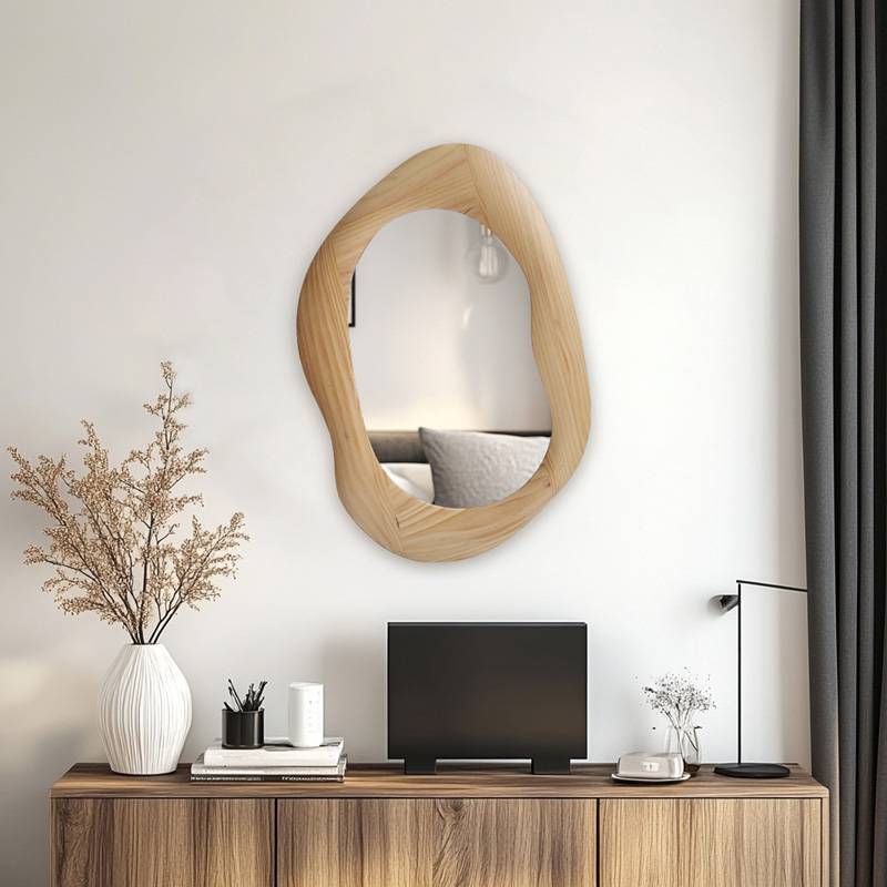 Καθρέπτης οβάλ Enola pakoworld mdf σε φυσική απόχρωση 54x2.5x80εκ