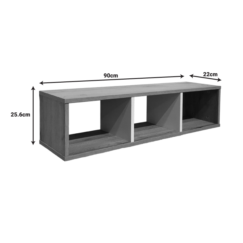 Ραφιέρα τοίχου Flevior pakoworld σε sonoma με λευκή απόχρωση 90x22x25.6εκ