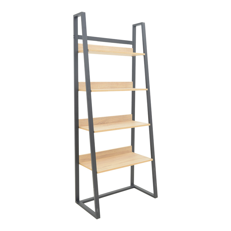 Βιβλιοθήκη Ryder pakoworld σε oak-μαύρη απόχρωση 75x36x185εκ