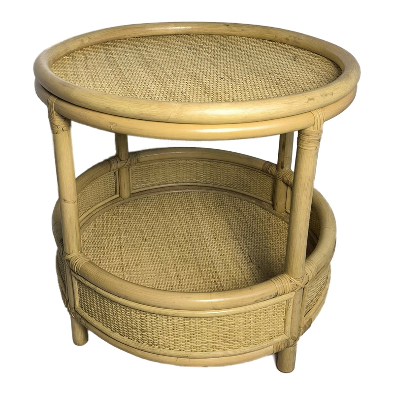 Βοηθητικό τραπέζι Moody pakoworld pe rattan σε φυσική απόχρωση Φ55x51εκ